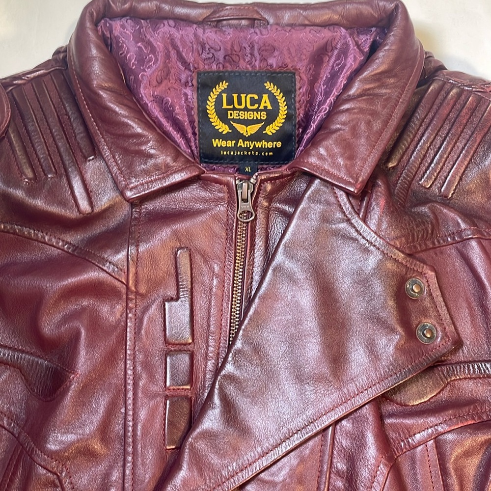 Lambskin real leather cosplay galaxy skylord guardian handmade burgundy maroon - Picture 7 of 15
